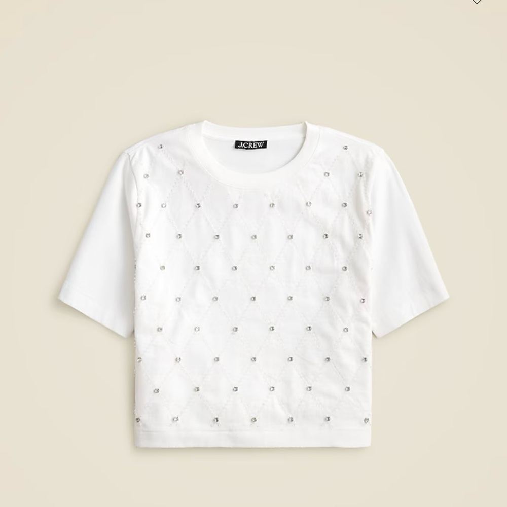 J. Crew Cropped Lattice Embellished T-Shirt